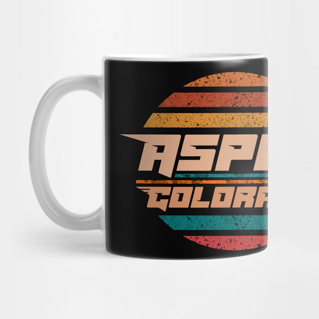 Aspen Colorado retro vintage sunset stripes distressed by SpaceWiz95